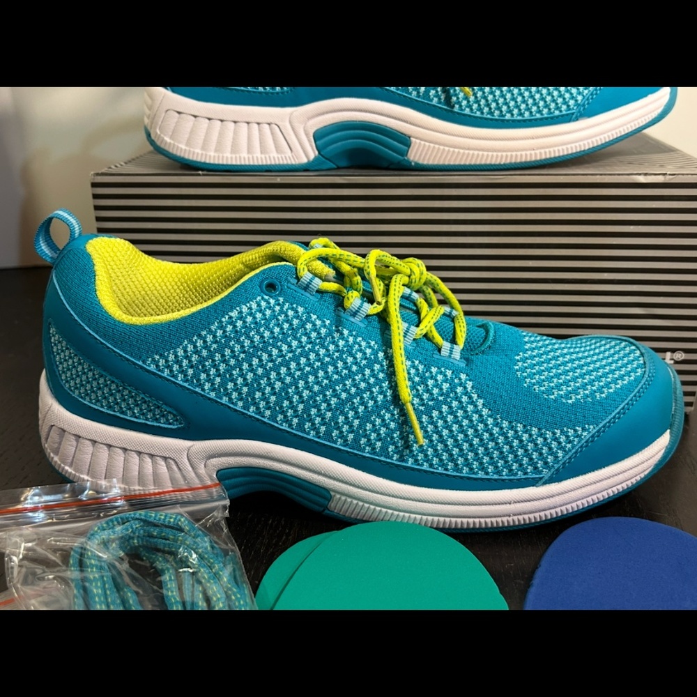 Orthofeet Coral Othopedic Walking Shoes Sneakers Turquoise Womans Size 11.5B